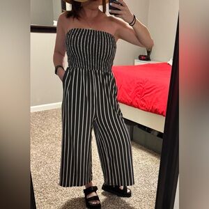J for Justify medium pin Striped Wide Leg jumpsuit/romper